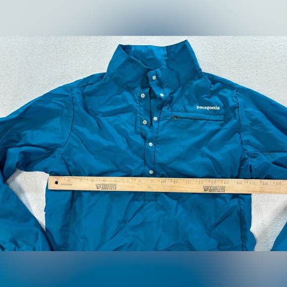 Patagonia Ultralight Windbreaker Pullover Womens M Teal Snap Neck Running Hiking - Picture 5 of 7